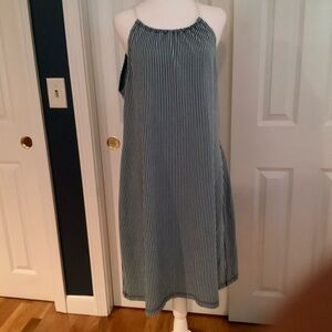 J. McLaughlin Indigo Blue and White Striped Midi Dress